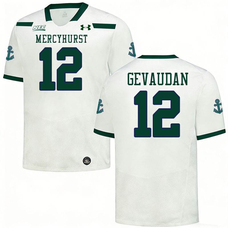 Mercyhurst Lakers #12 Alex Gevaudan College Football Jerseys,Uniforms Stitched-White